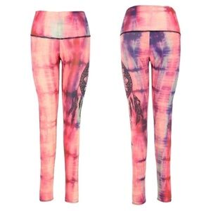 Onzie Pink Dreamcatcher Tie Dye Graphic Print Yoga Leggings Size S/M